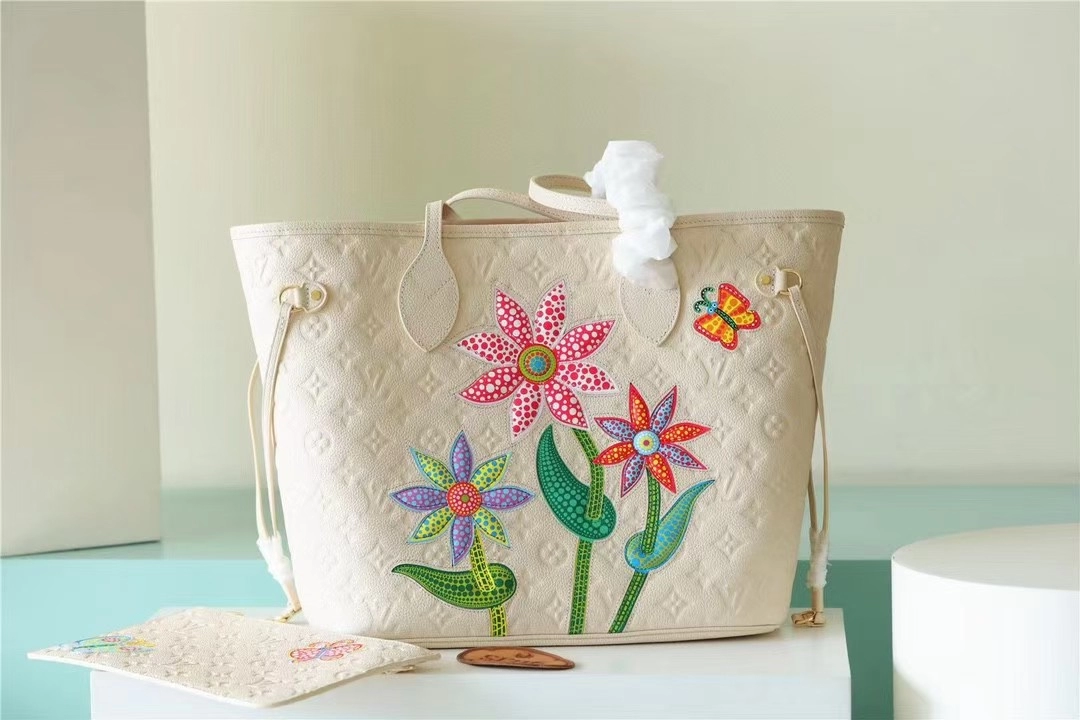 Party Branded Ladies Handbag Neverfull MM Monogram Empreinte With Flower Marquetry - Luxury Bags - 1
