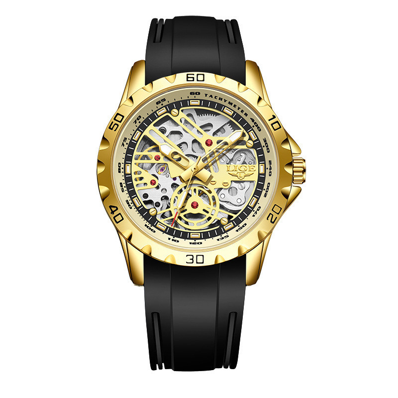 Lige/lige 2023 New Style Hollow Automatic Mechanical Watch Watch Men's Fashion Waterproof Luminous Wrist Watch - Luxury Watches - 8