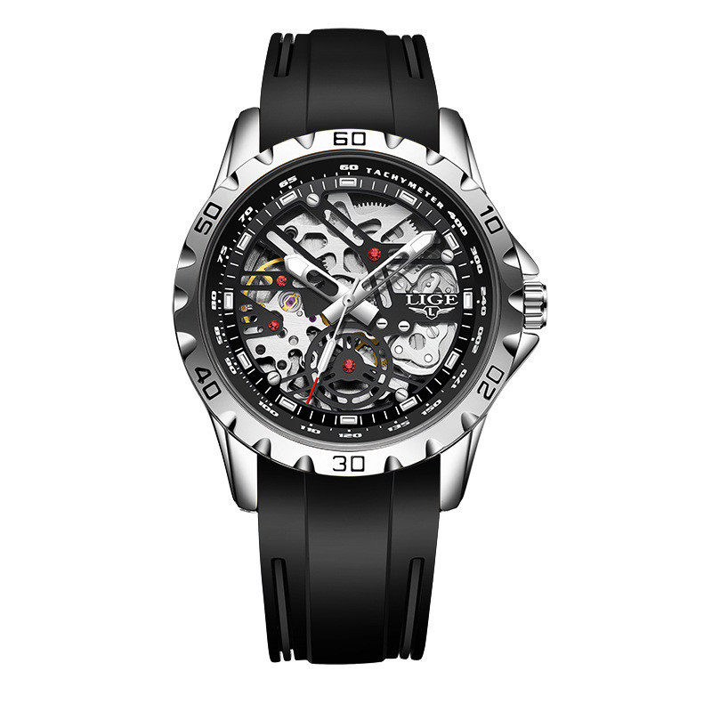 Lige/lige 2023 New Style Hollow Automatic Mechanical Watch Watch Men's Fashion Waterproof Luminous Wrist Watch - Luxury Watches - 6