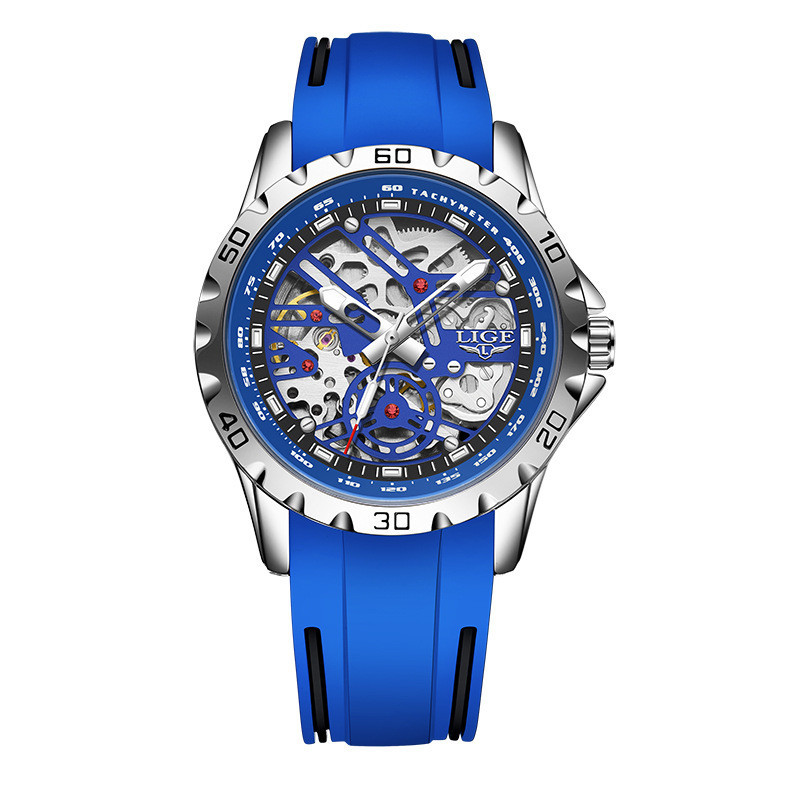 Lige/lige 2023 New Style Hollow Automatic Mechanical Watch Watch Men's Fashion Waterproof Luminous Wrist Watch - Luxury Watches - 9