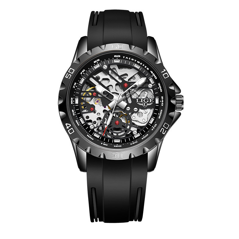 Lige/lige 2023 New Style Hollow Automatic Mechanical Watch Watch Men's Fashion Waterproof Luminous Wrist Watch - Luxury Watches - 7