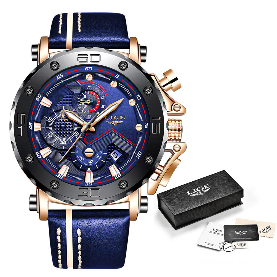 Lige LIGE Cross-Border Exclusive Supply Quartz Watch Calendar Multi-Function Waterproof Watch Chro - Luxury Watches - 7
